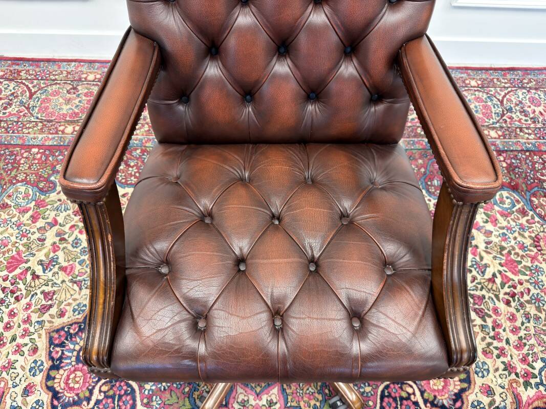 English Chesterfield Office Chair Oxblood