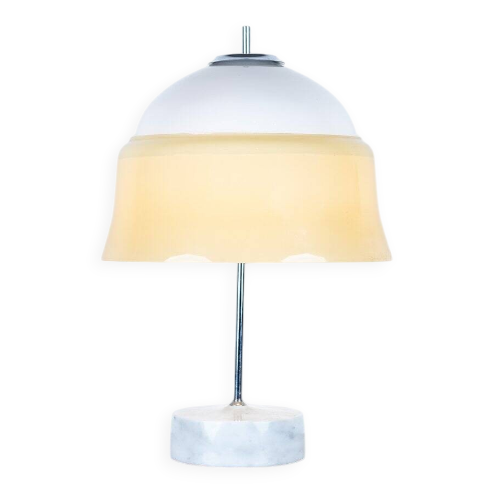 Mushroom desk lamp in opaline glass with a marble base, 1960s