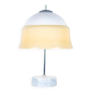 Mushroom desk lamp in opaline glass with a marble base, 1960s