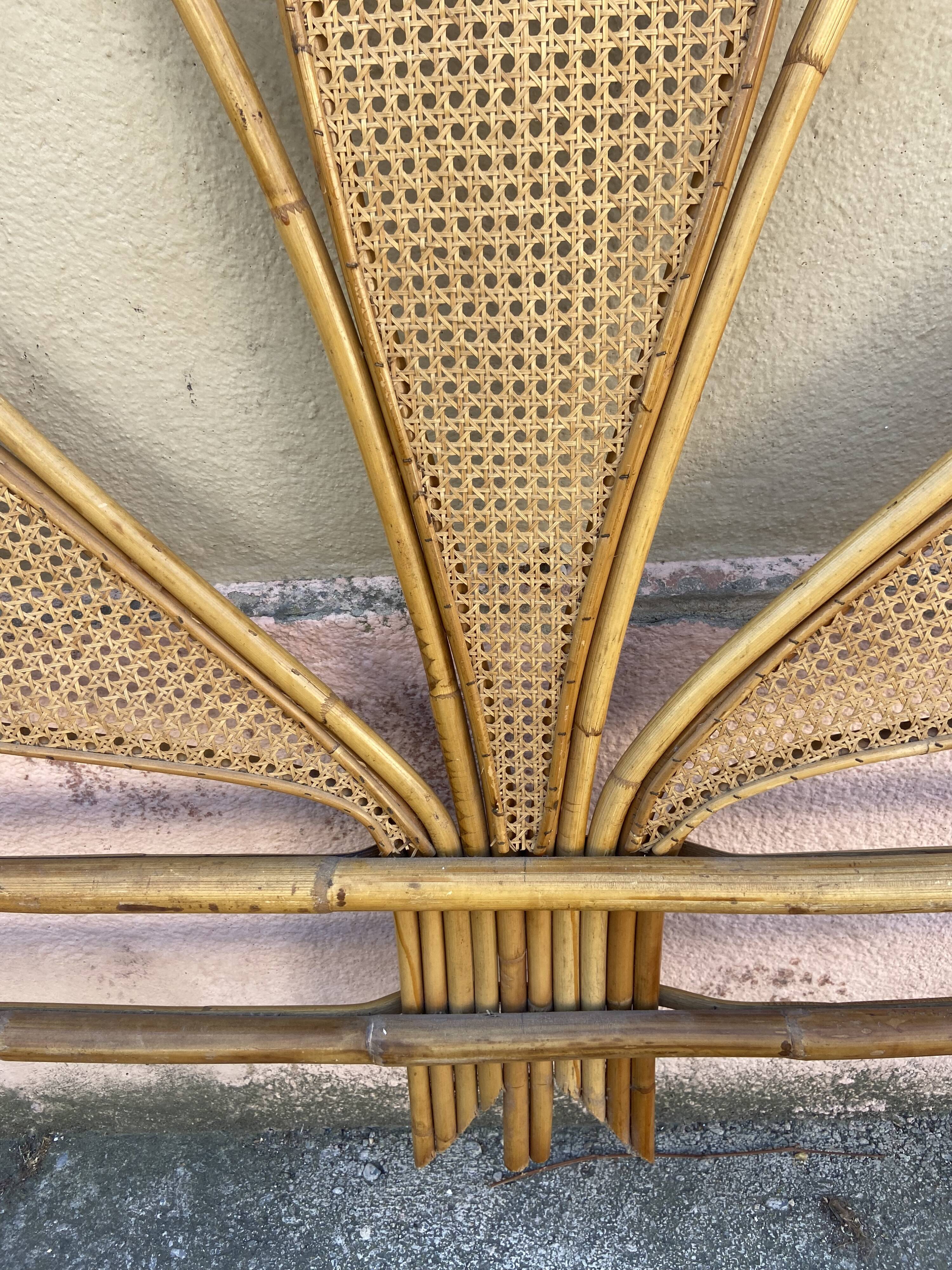Headboard 2 people in rattan and vintage cannage