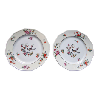 Set of 2 Small Plates Floral Decor Porcelain Limoges A. Lanternier & Co Early XXth