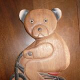 Vintage wooden bicycle bear coat rack