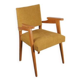 Vintage Scandinavian yellow velvet armchair