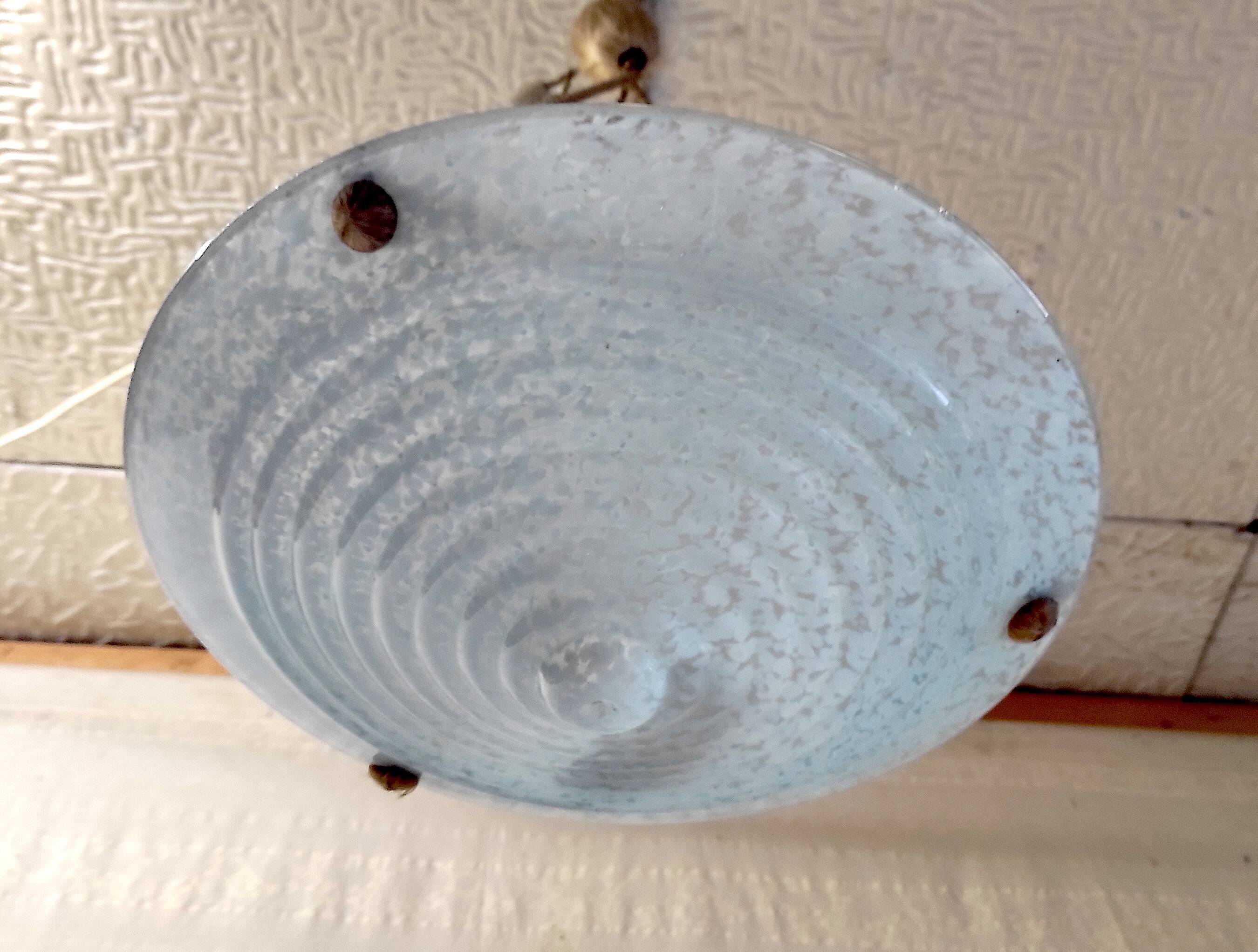 Art Deco pendant light in light blue Clichy glass - 1930s/40s
