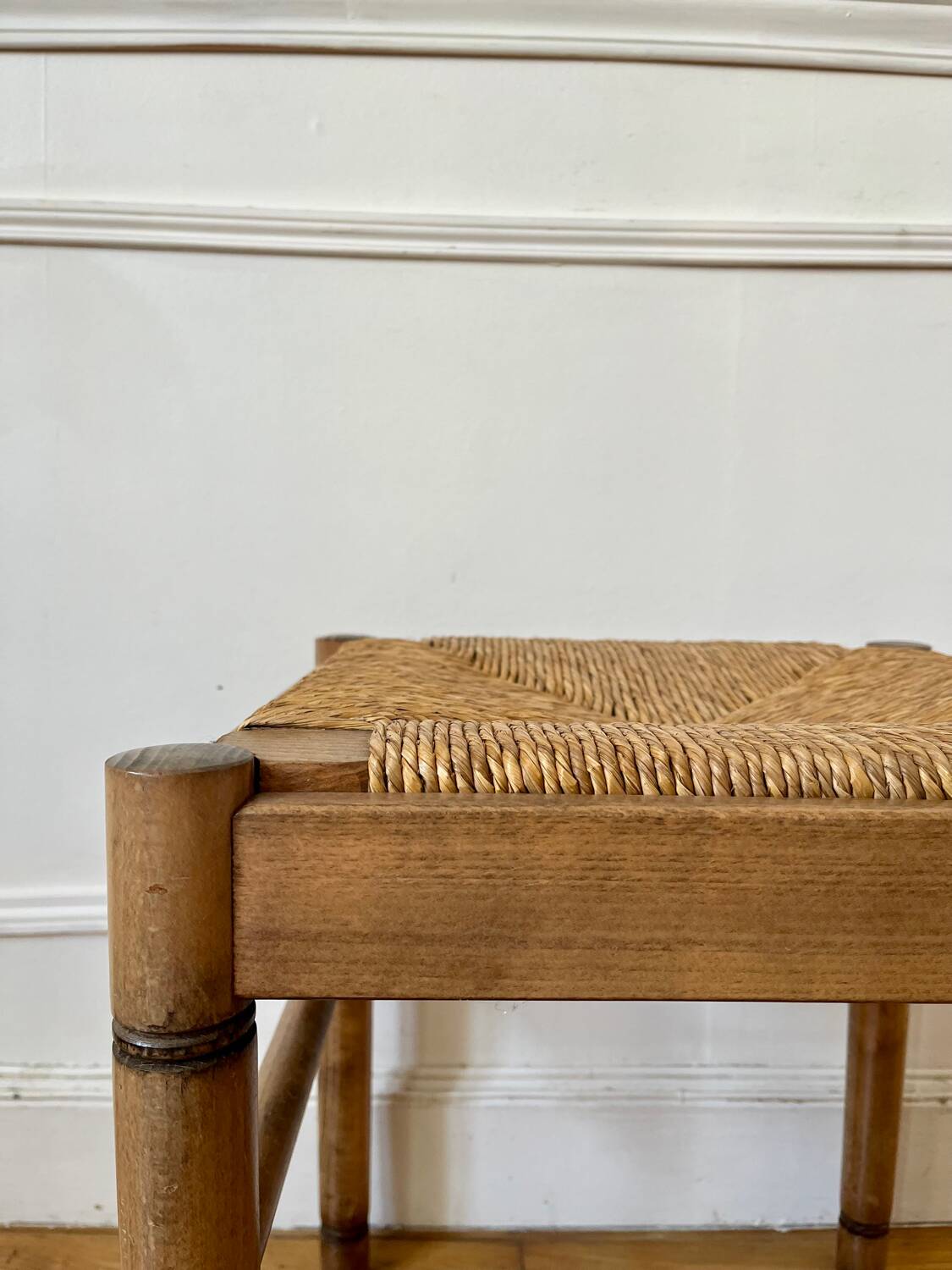 Straw and old wood stool