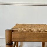 Straw and old wood stool
