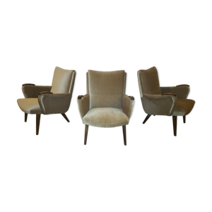 Lot de 3 fauteuils danois cocktail années 50/60 de Arno Votteler  knoll