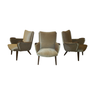 Lot de 3 fauteuils danois années 50/60 de Arno Votteler  knoll