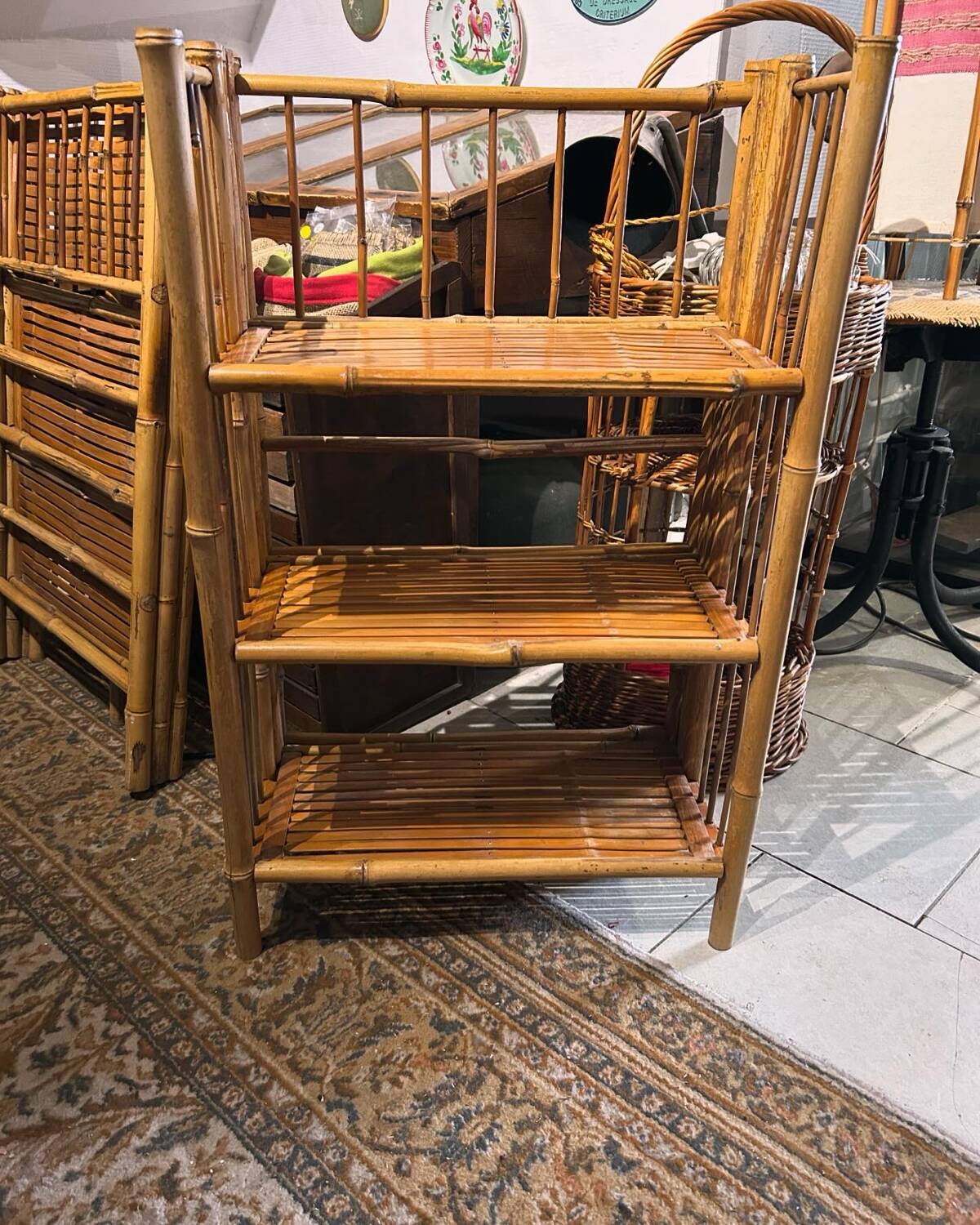 Bamboo standing shelf from the 60s