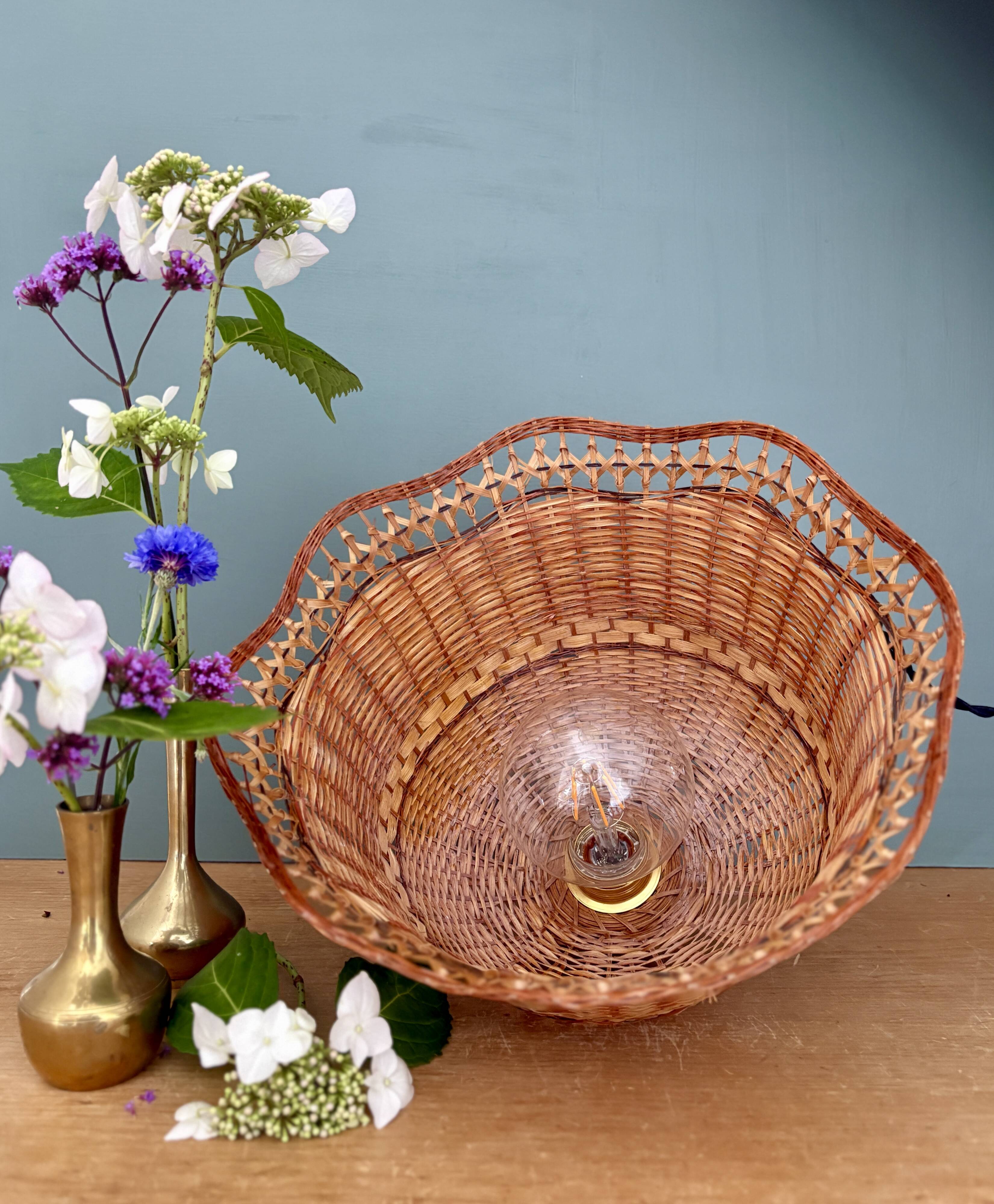 Vintage pendant light in natural materials