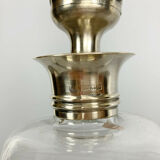 Blown glass carafe with silver frame and cap