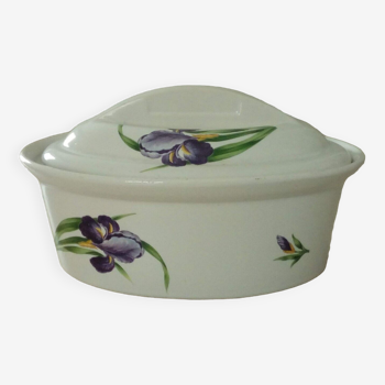 Earthenware terrine with iris decoration