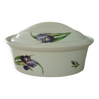 Earthenware terrine with iris decoration