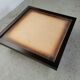 Table basse vintage travertin et bois design 1970