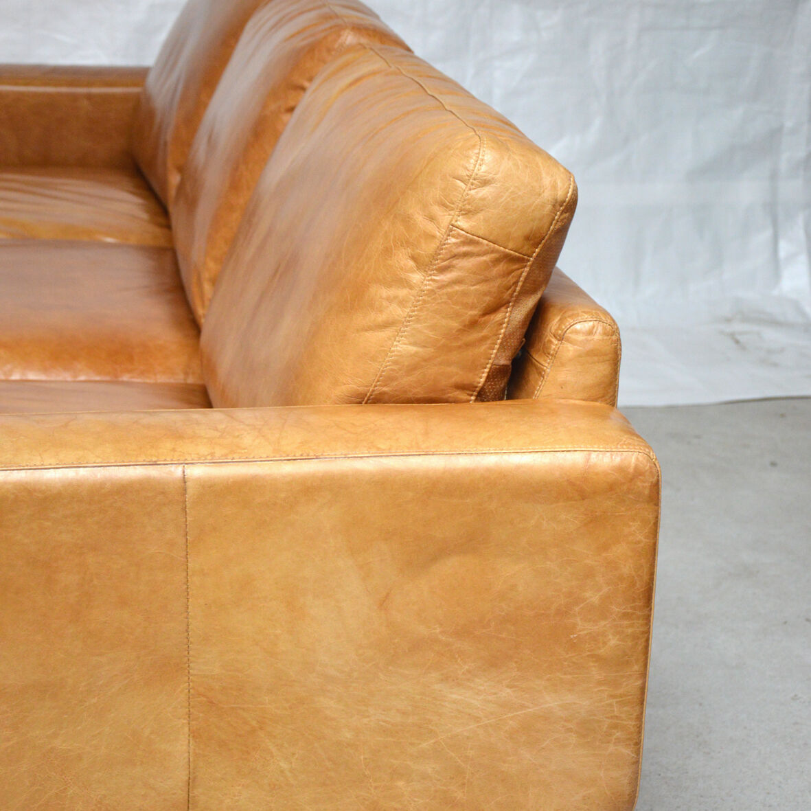 Large brown leather sofa