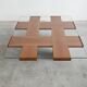 Mid Century Modern coffee table in elm wood with grid pattern by Marco Zanuso.