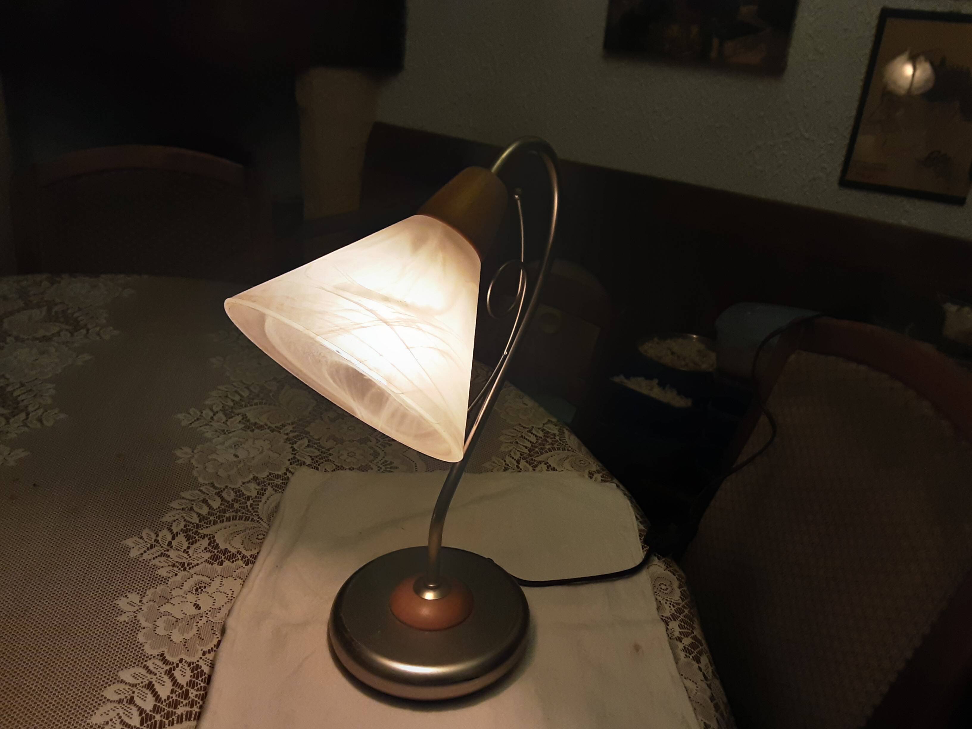 Vaf cinquanta italy table lamp iron chrome wood and glass