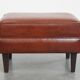 Pouf en cuir de mouton couleur cognac