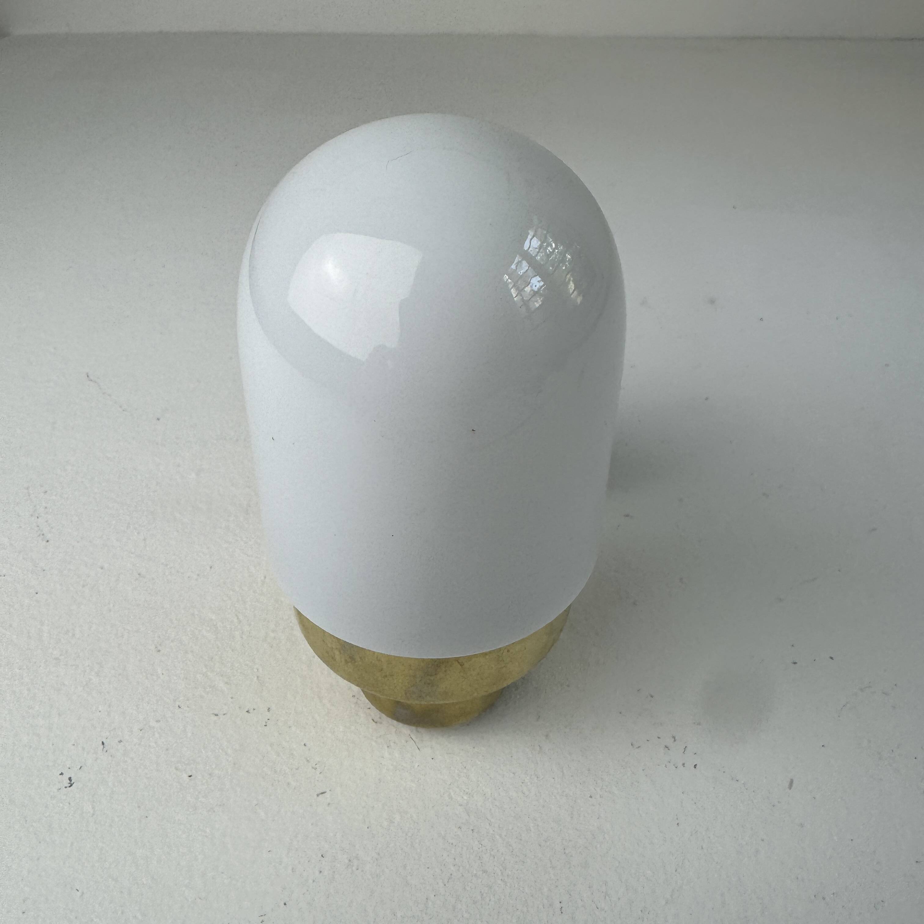 Antique small brass & opaline vintage wall sconce
