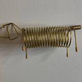 Dachshund dog desk letter holder in gold metal 1970