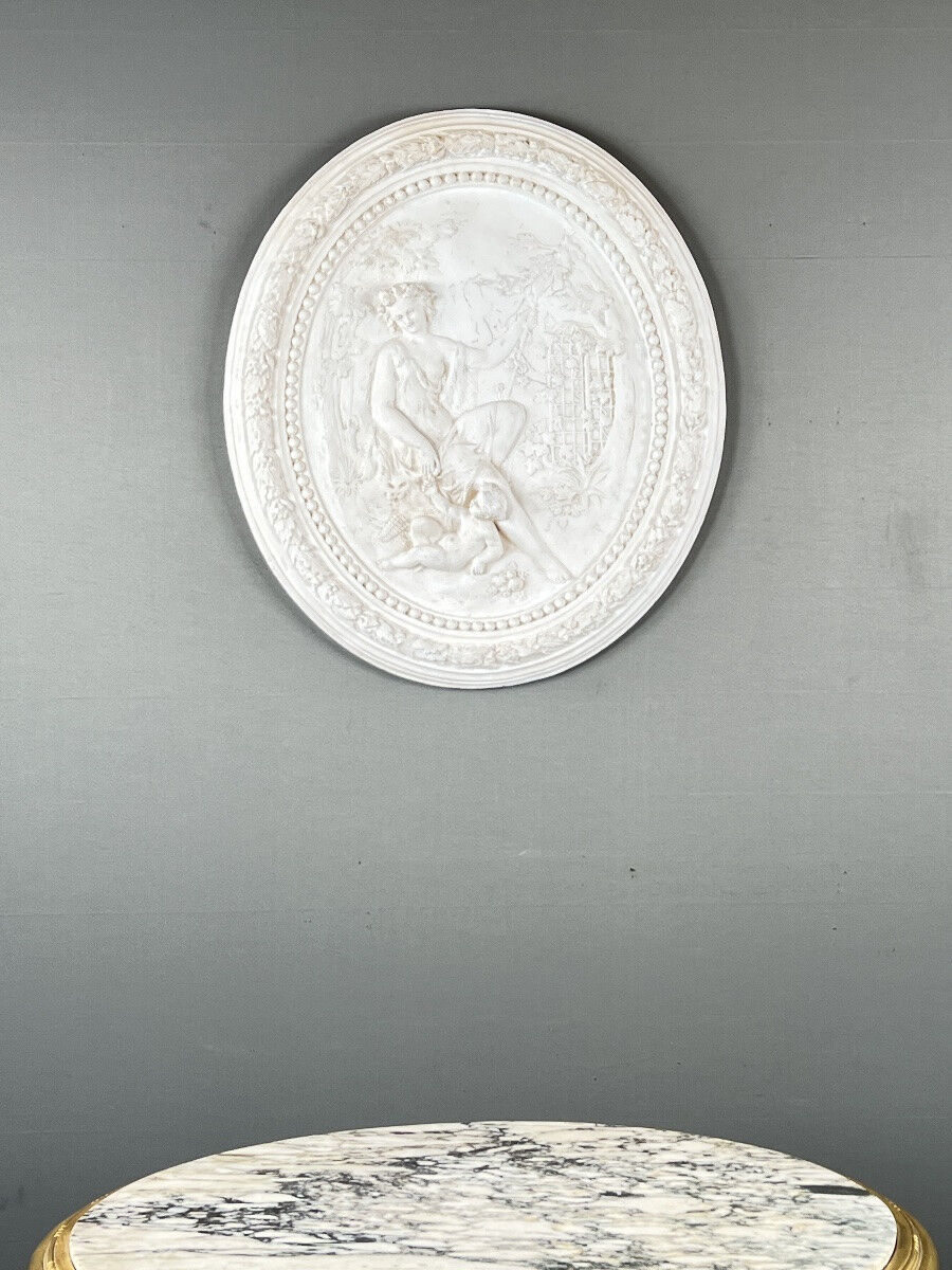 Relief wall panel medallion, allegorical scene, 20th century