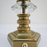 Lampe bronze doré cristal et opaline style néo classique vintage