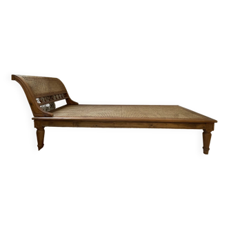 Indonesian daybed, canework and Java teak