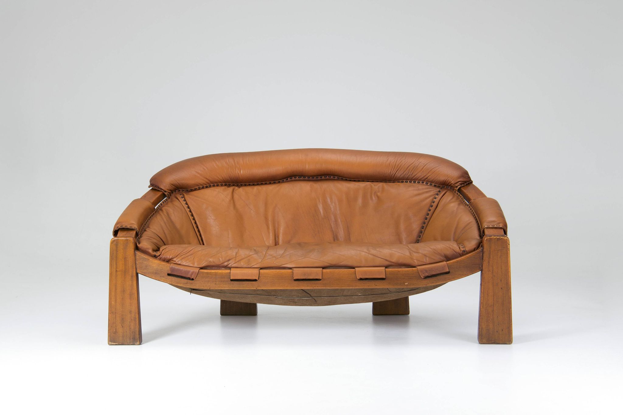 Italian Brutalist 2-Seater Sofa by Luciano Frigerio