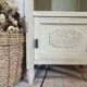 White patinated bedside table with a marble top