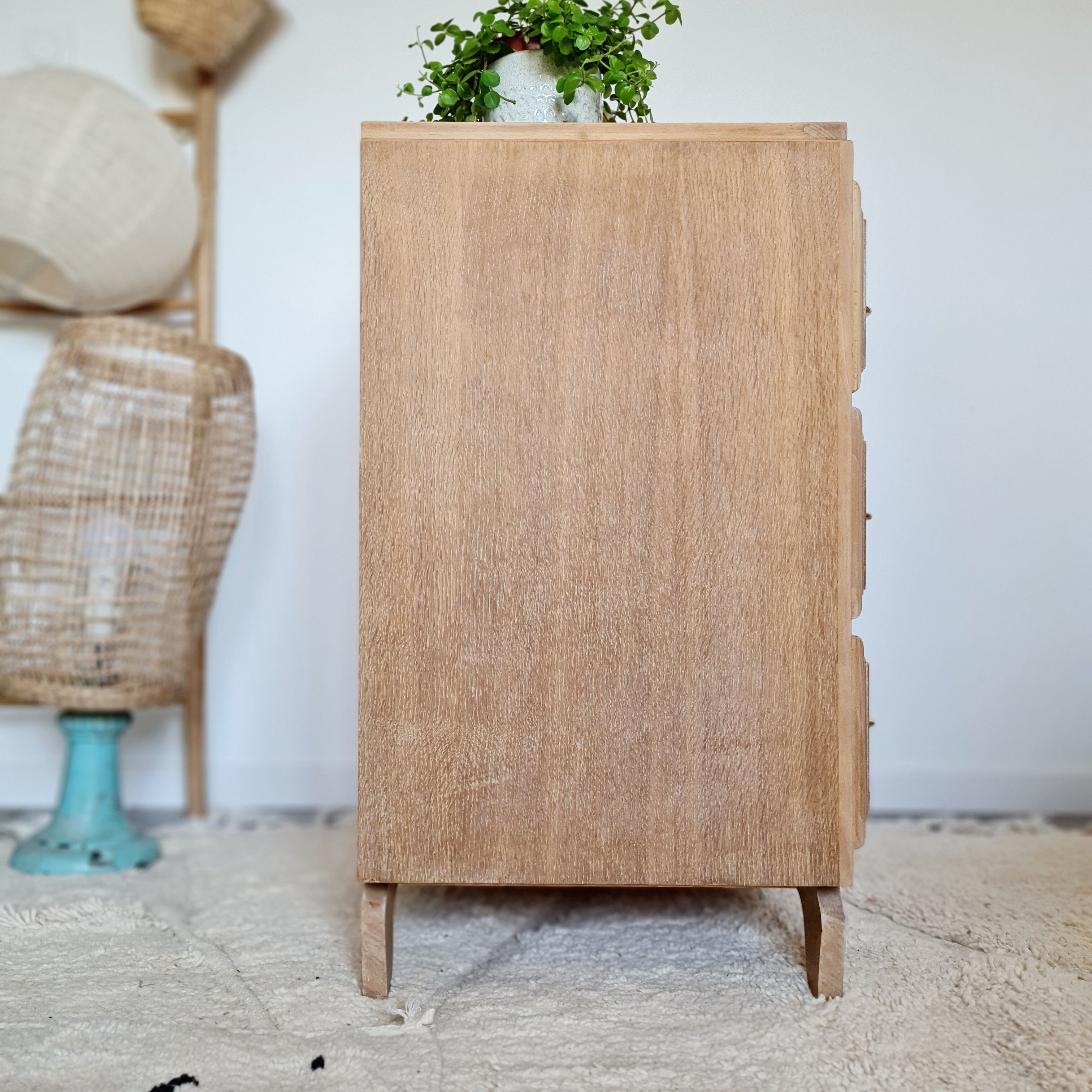 Commode scandinave bois brut années 50