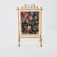 Decorative gilded wood fire screen faDecorative gilded wood fire screen bamboo and silk style 1960s