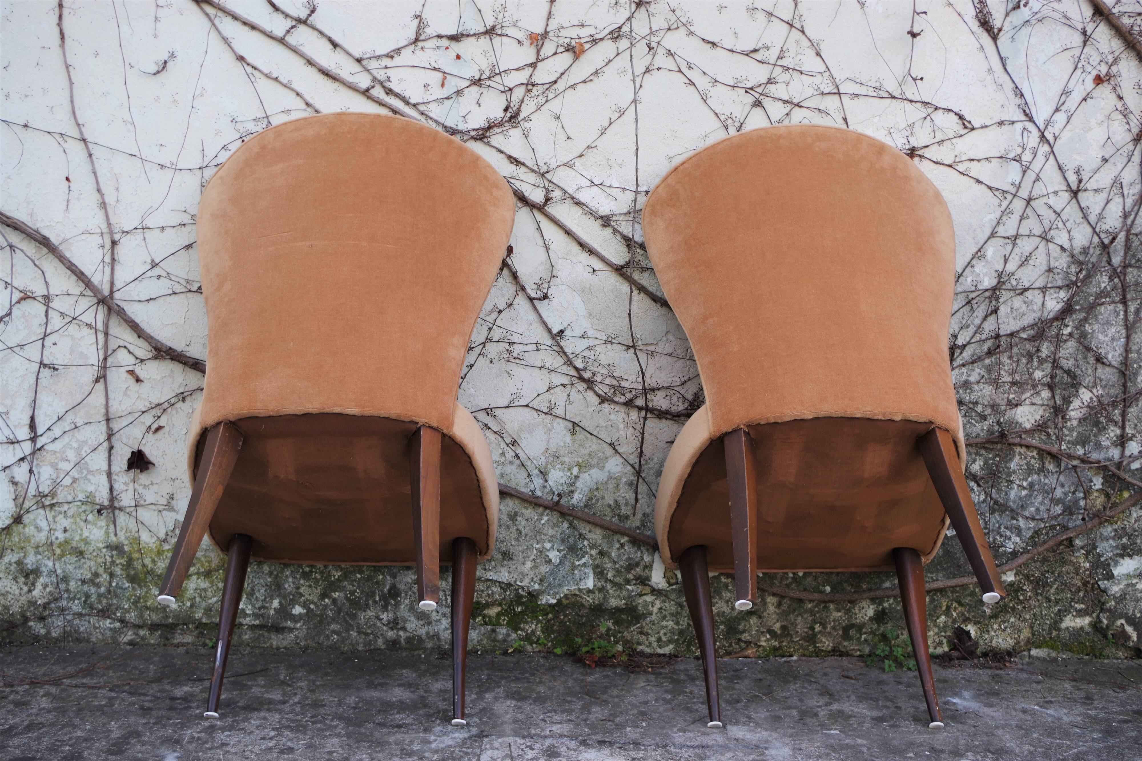 Velvet armchairs, 1950s, set of 2