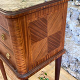 Louis XVI bedside in antique exotic wood marquetry / or harness