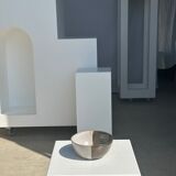 White and glossy brown two-tone ceramic bowl, matt earth