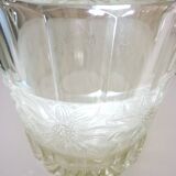 Champagne bucket, Art Deco style and period, thick, molded, frosted crystal