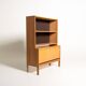 Scandinavian oak bookcase with tambour door, 1960s
