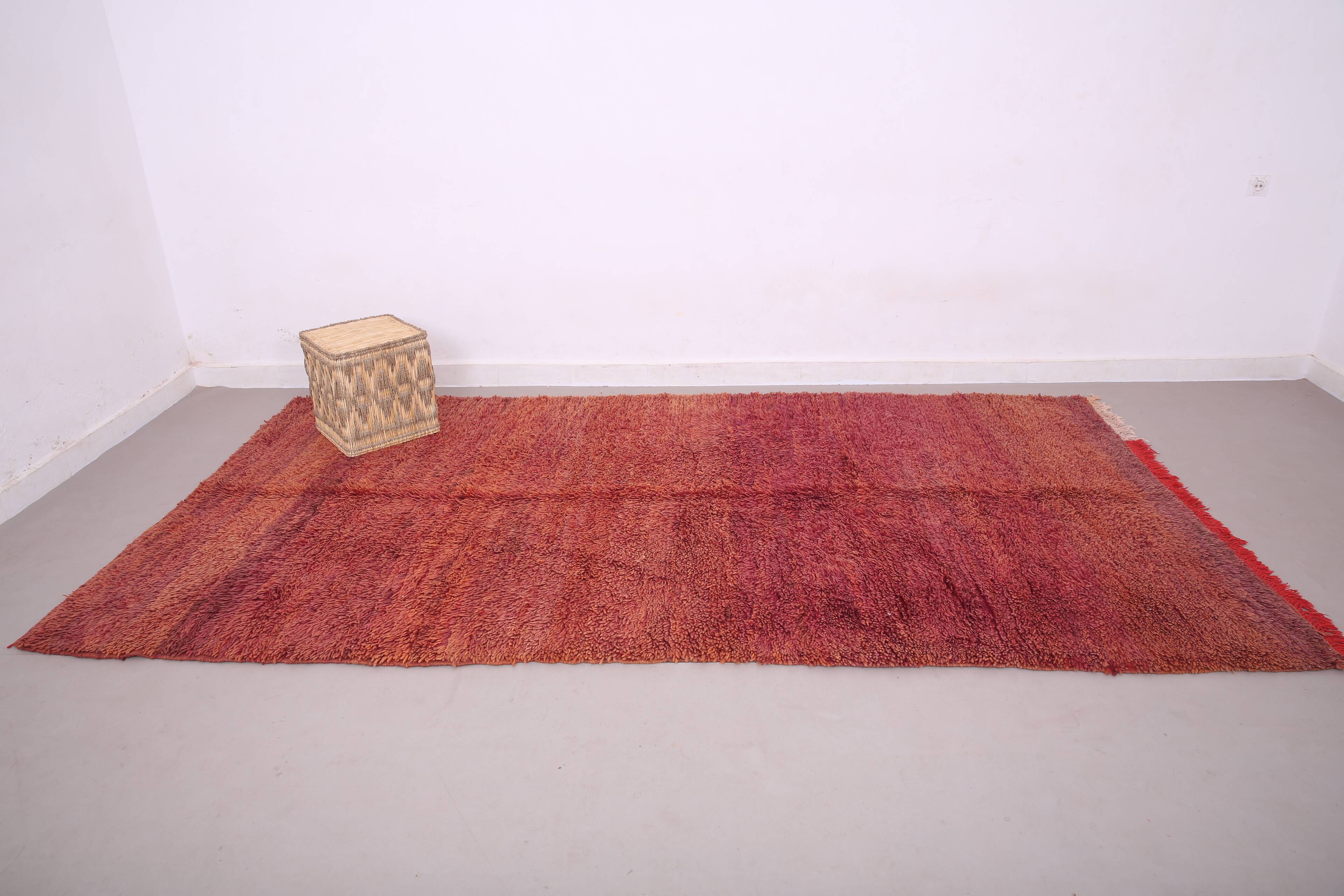 Burgundy Vintage Handmade Moroccan rug 180 x 336 cm - Berber wool Rug