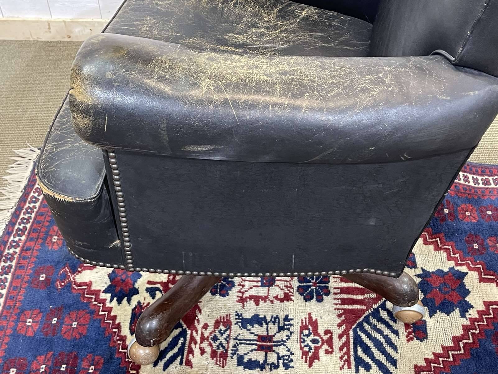 1950s English office chair in leather and imitation leather