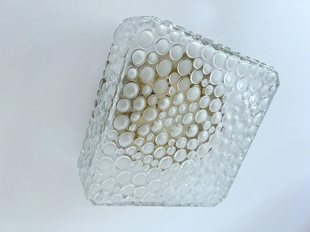 Plafonnier en verre bullé vintage, années 1970
