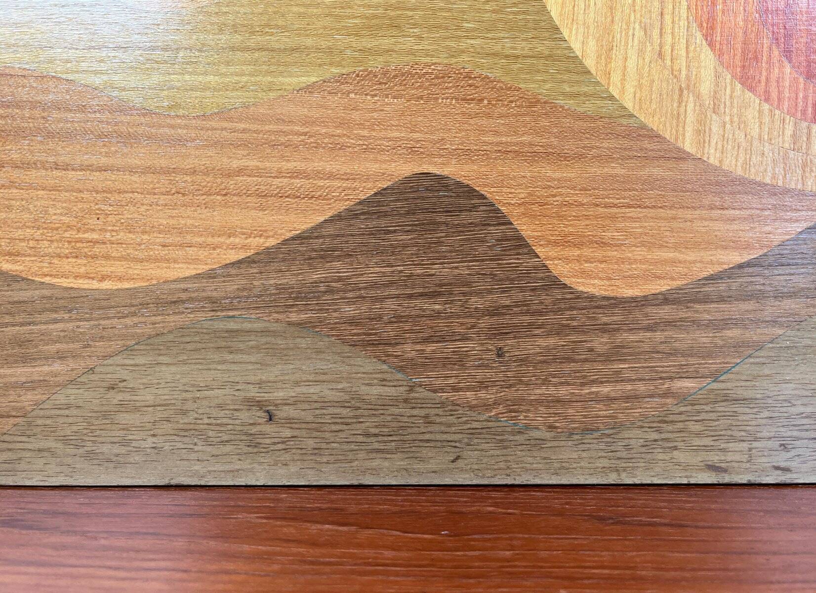 Mid-century wood veneer intarsia wall panel, 1960s