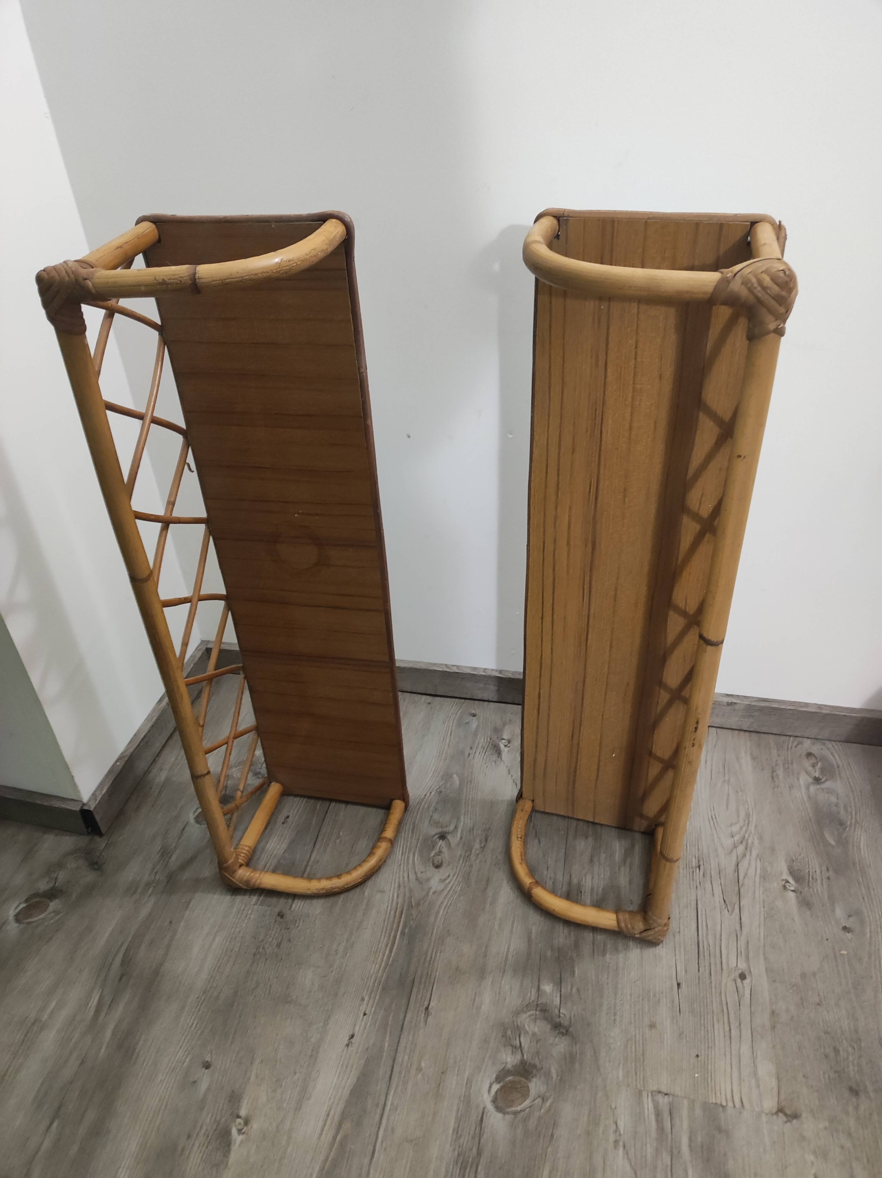 Wall shelf bamboo rattan wicker wood formica vintage 50 60