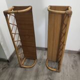Wall shelf bamboo rattan wicker wood formica vintage 50 60