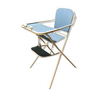Blue vintage high chair baby circa 1960