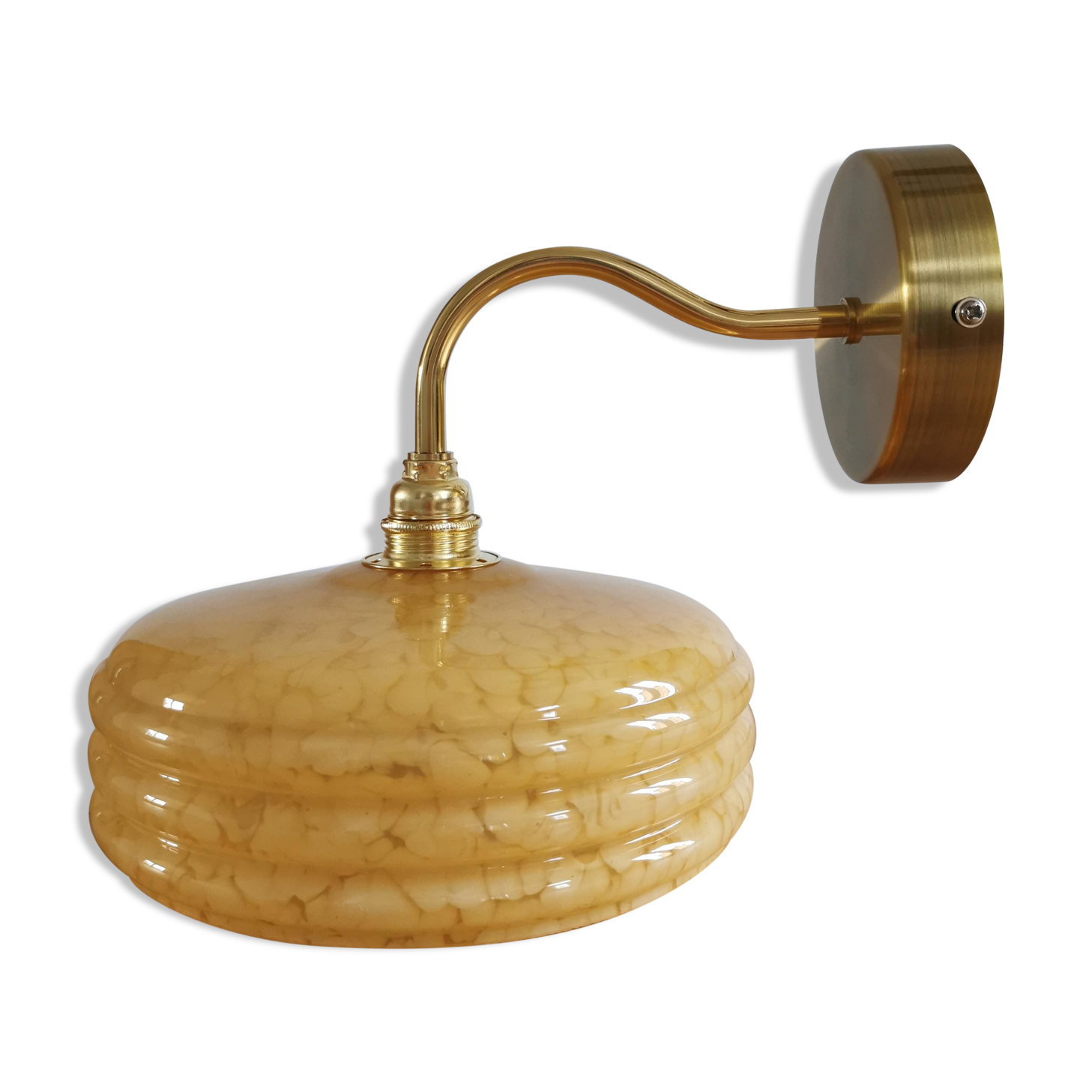 Vintage lampshade wall lamp in yellow Clichy glass