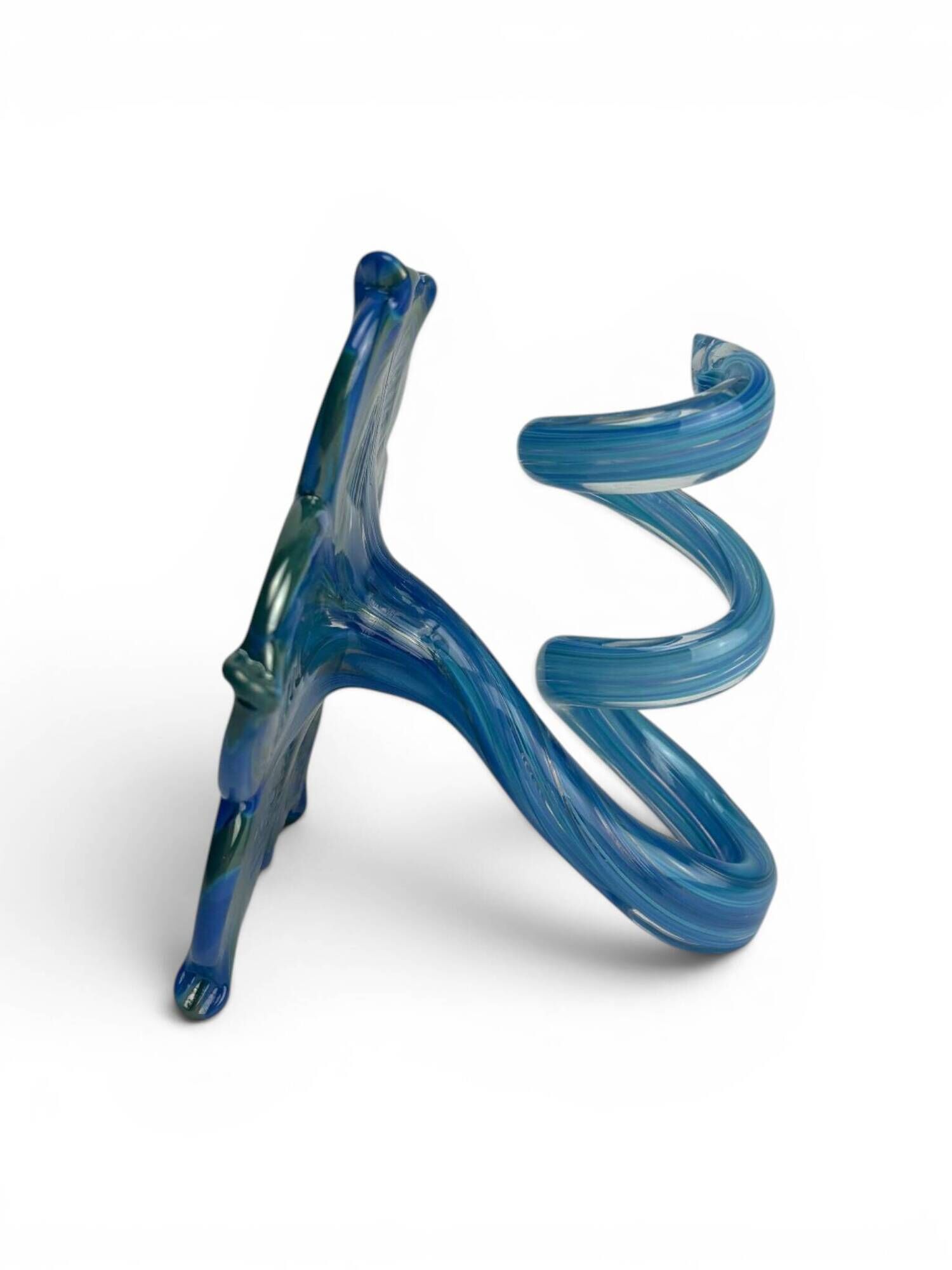 pair of flower candle holders made of glass handcrafted in Italy