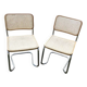 Vintage Pair  chrome cantilever chairs with cane, 1970s