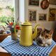 Vintage Pastel Yellow Enamel Coffee Pot - Chic Country Decor