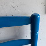 Pair of Provençal armchairs in painted wood and straw, around 1960.