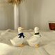 Vintage porcelain salt and pepper shaker in the shape of cottage core geese