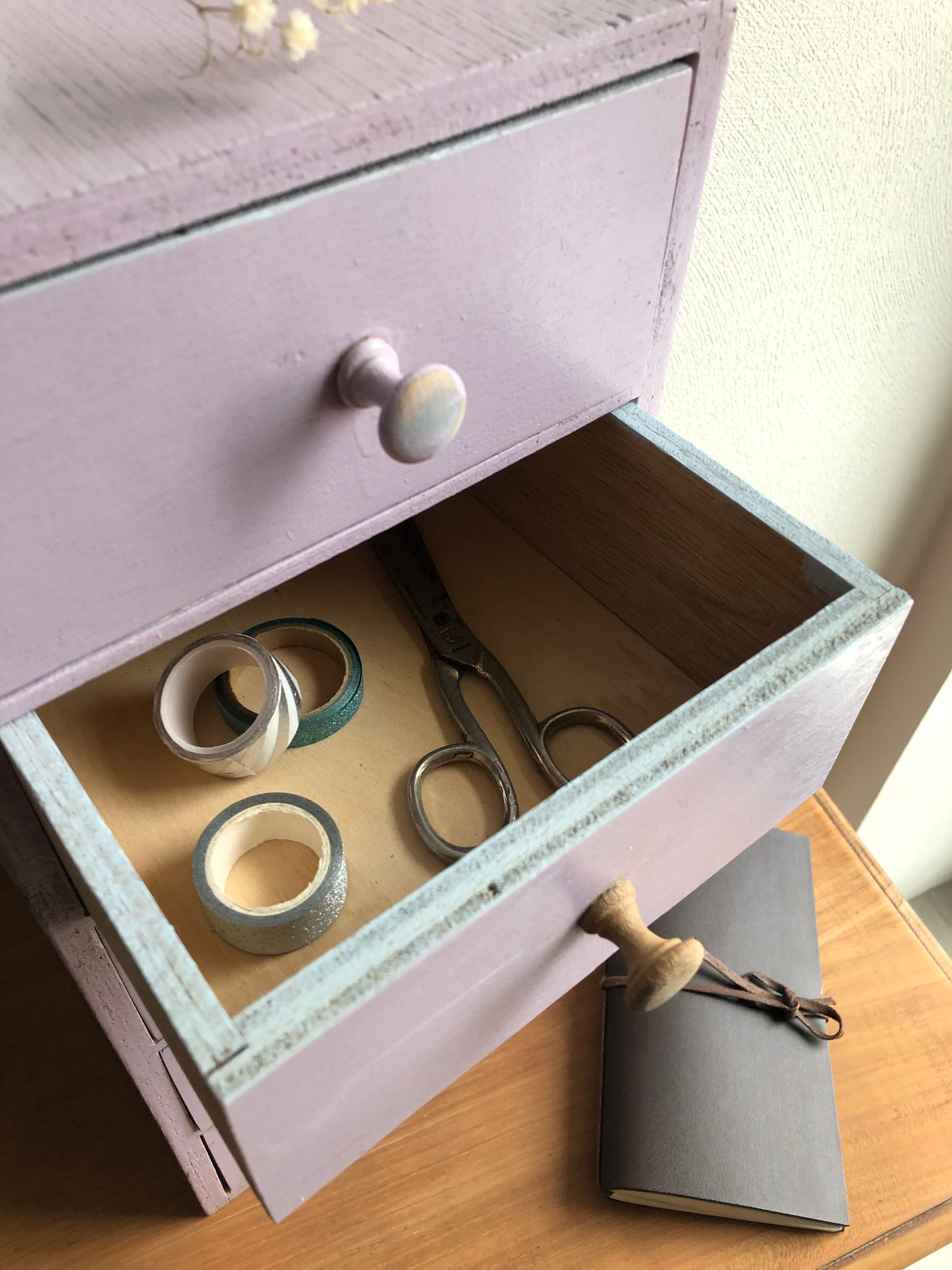 Storage locker wooden drawers